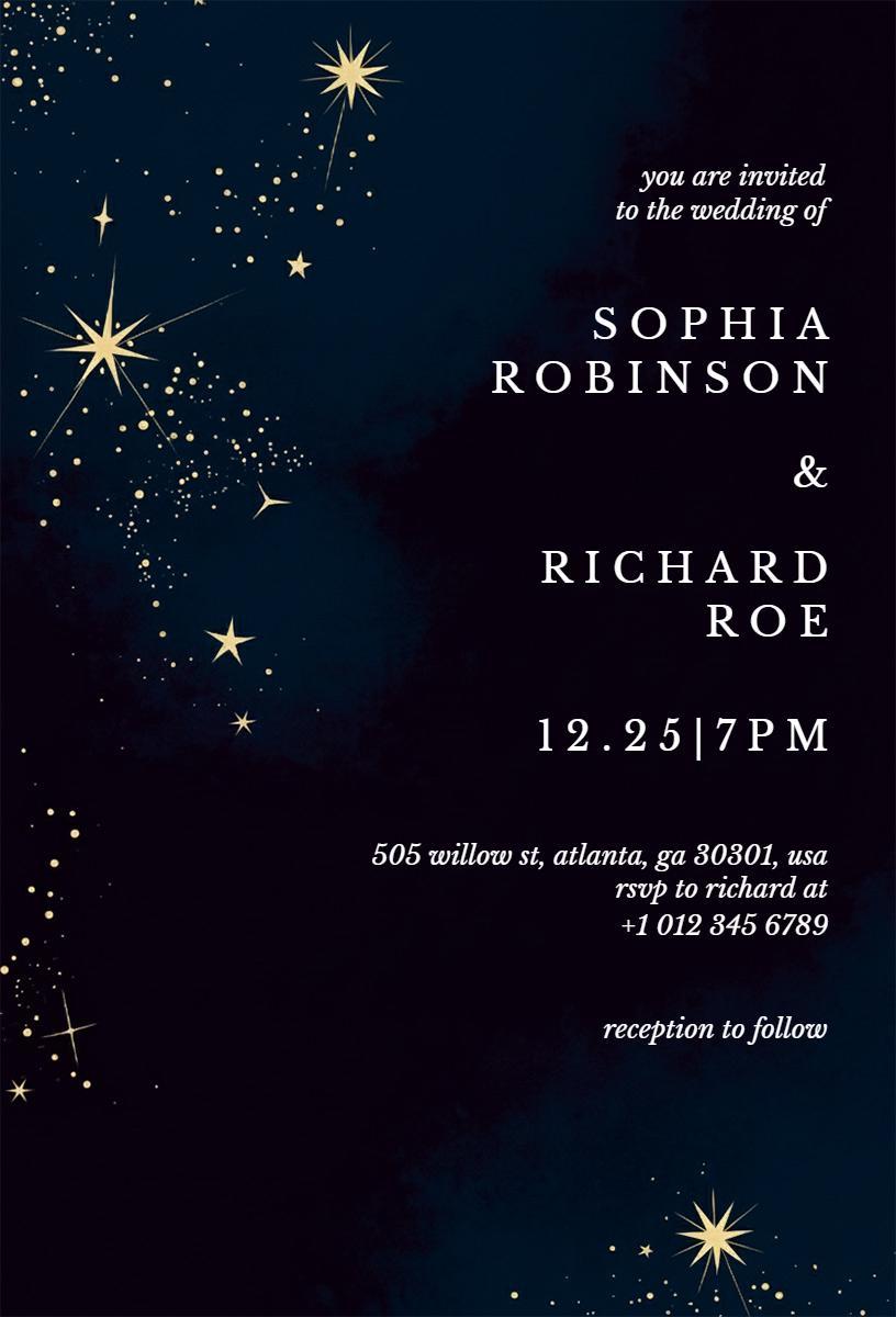 Celestial Starry Night Wedding Ceremony Invitation Template