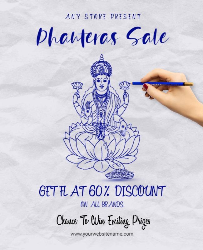Ceremonial Blue Dhanteras Sale Discount Flyer Template