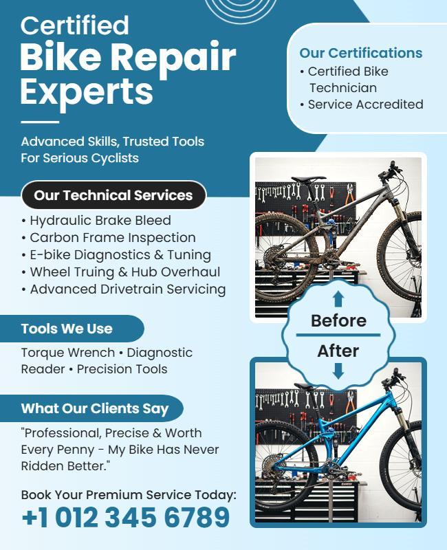 Certified Bike Repair Services Flyer Template