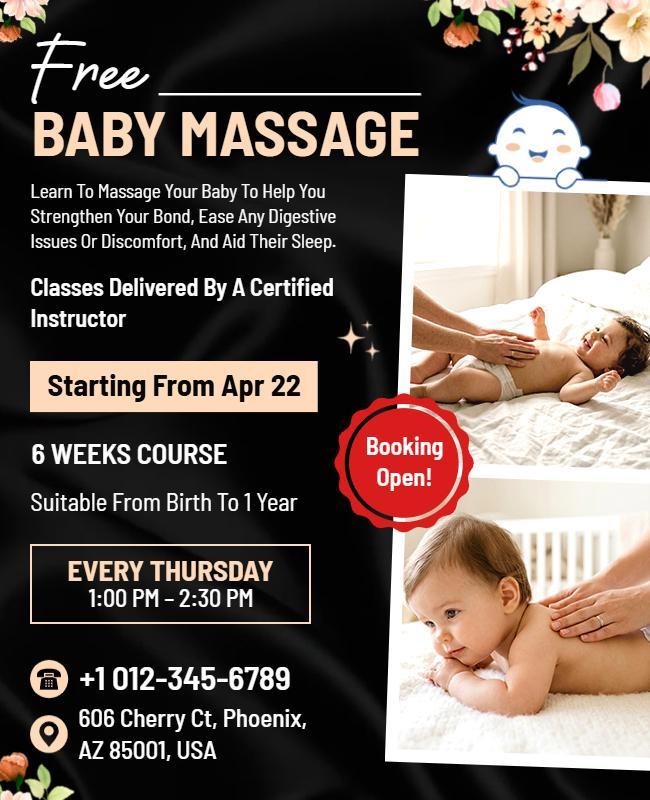 Certified Instructor Baby Massage Course Poster Template