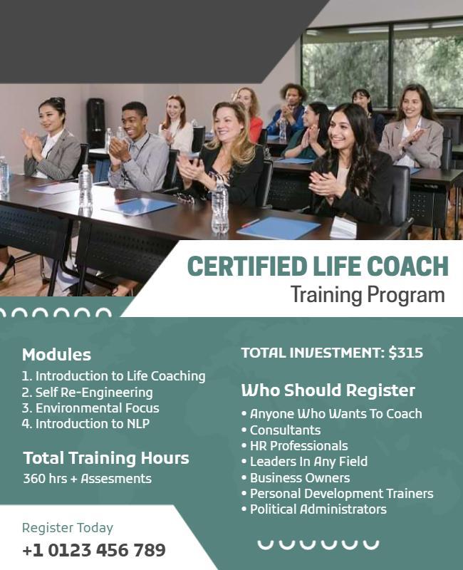 Certified Life Coach Training Program Flyer Template