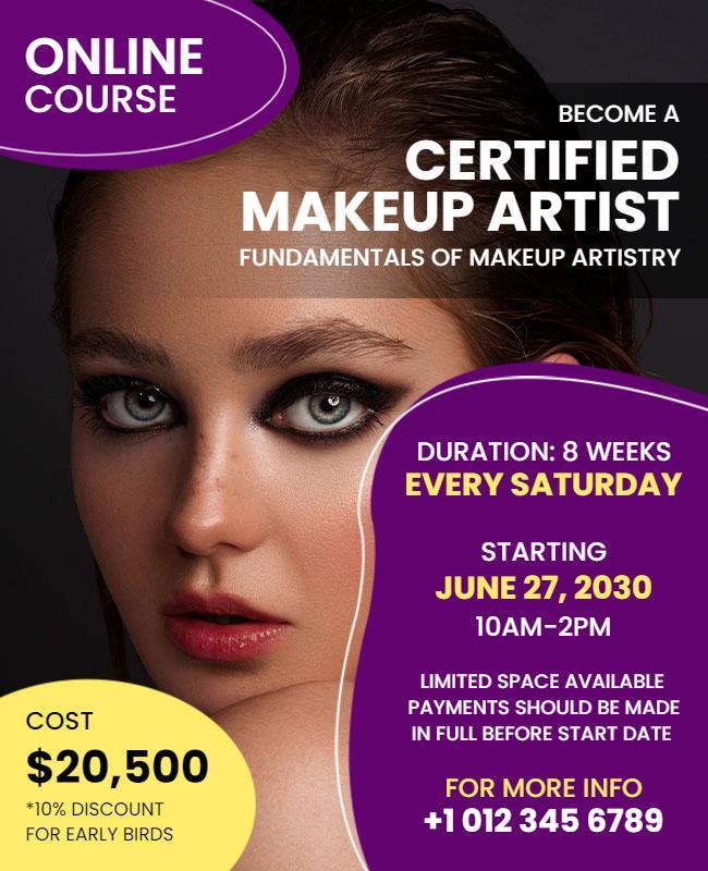 Certified Makeup Artist Online Course Flyer Template