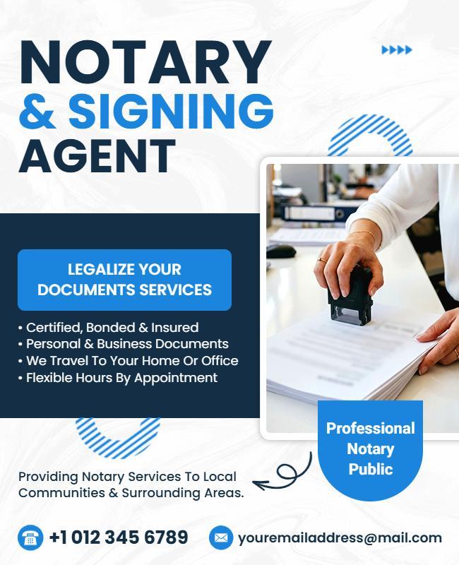 Certified Notary and Signing Agent Poster Template