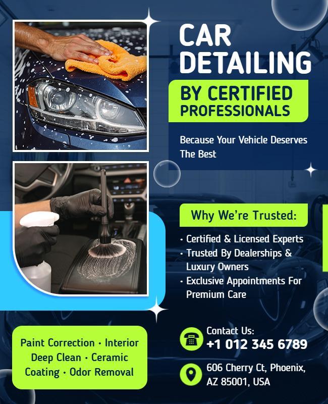 Certified Professional Car Detailing Services Flyer Template