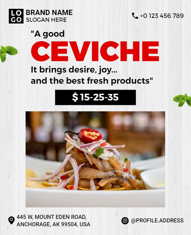 Ceviche Restaurant Promotional Flyer Template