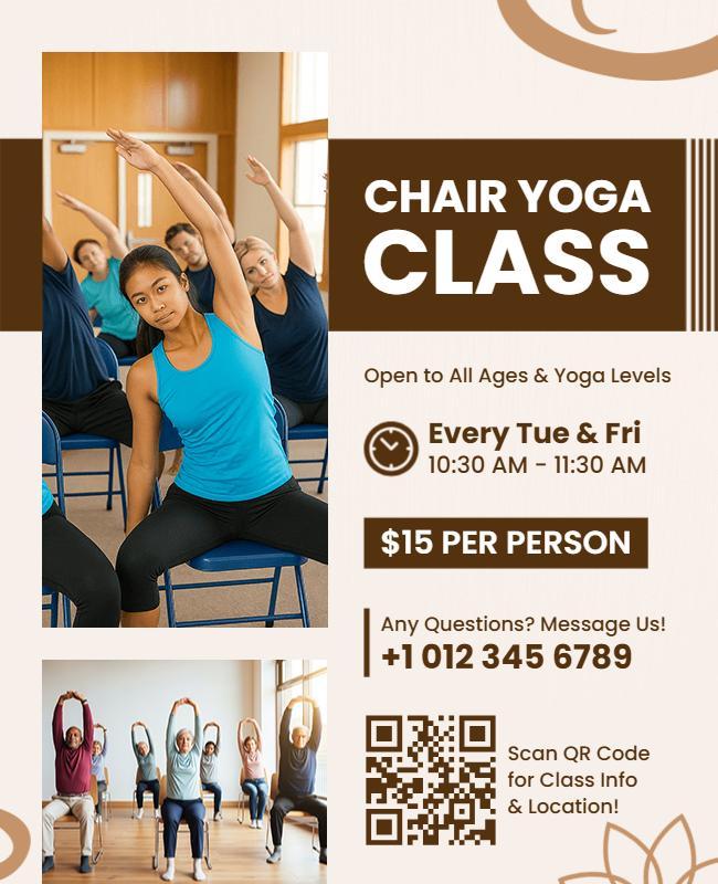 Chair Yoga Class Flyer Template