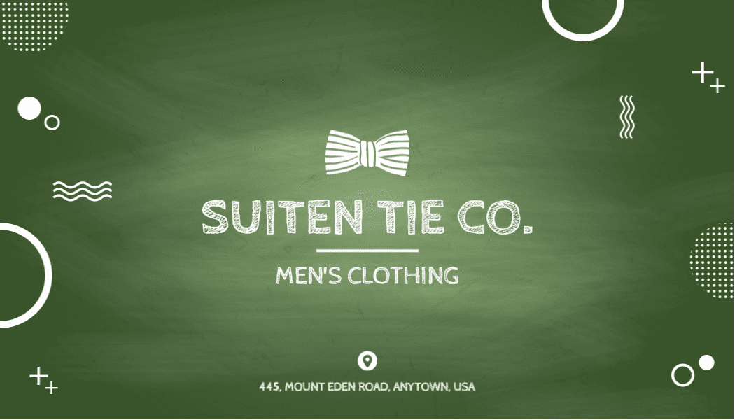 Chalkboard Style Green Men's Clothing Business Card Template
