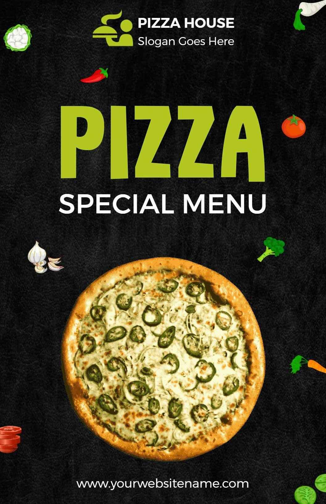 Chalkboard Style Italian Pizza Selection Menu Template