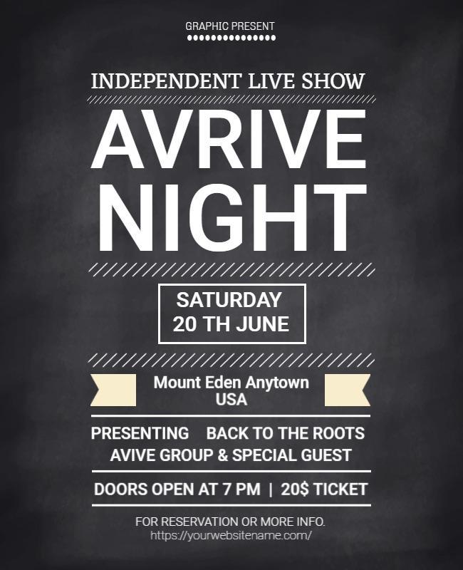 Chalkboard Style Live Music Night Event Poster Template