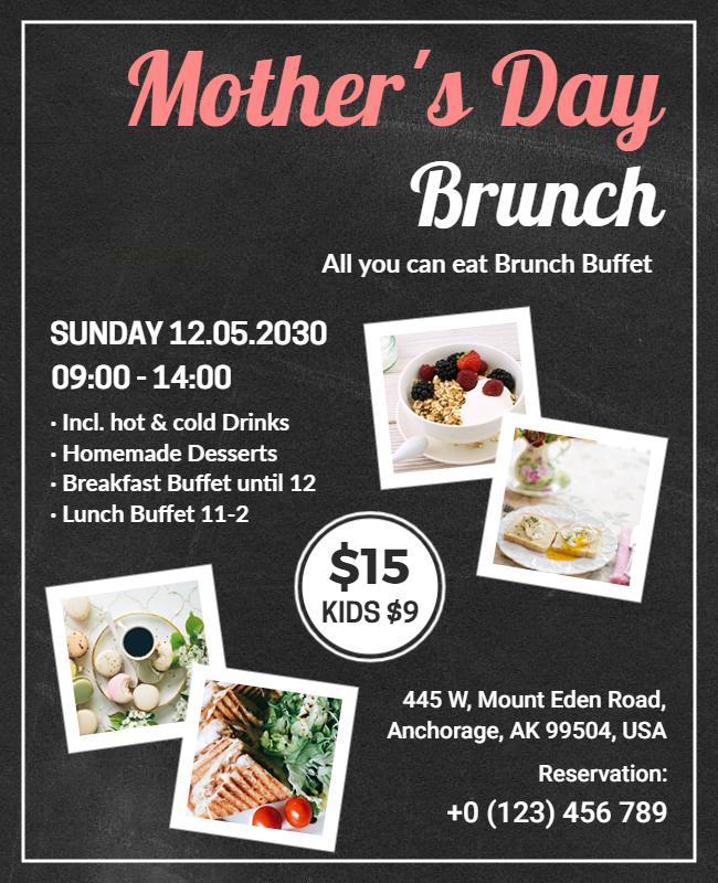 Chalkboard Style Mother's Day Brunch Celebration Poster Template