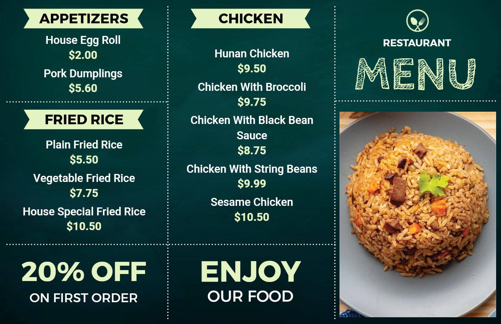 Chalkboard Style Restaurant Menu Template