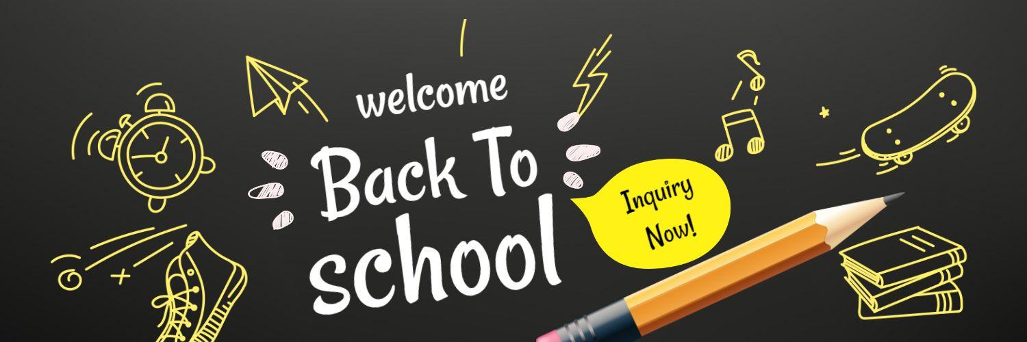 Chalkboard Theme with Fun School Icons and Bright Colors Banner Template