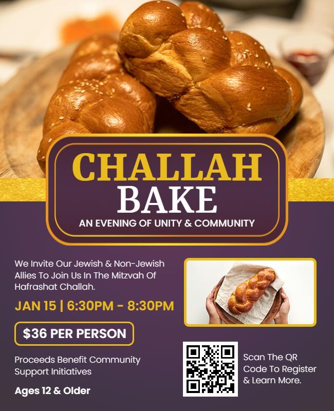Challah Bake Community Event Flyer Template