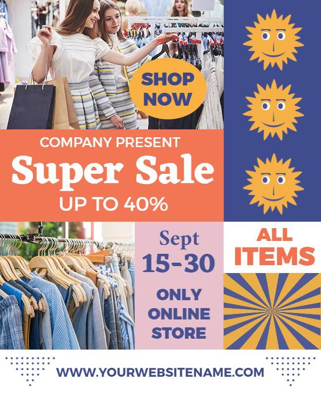 Chambray and White Super Sale Fashion Flyer Template