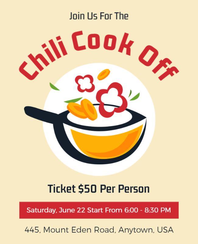 Champagne Chili Cook Off Flyer or Chili Contest Flyer Template