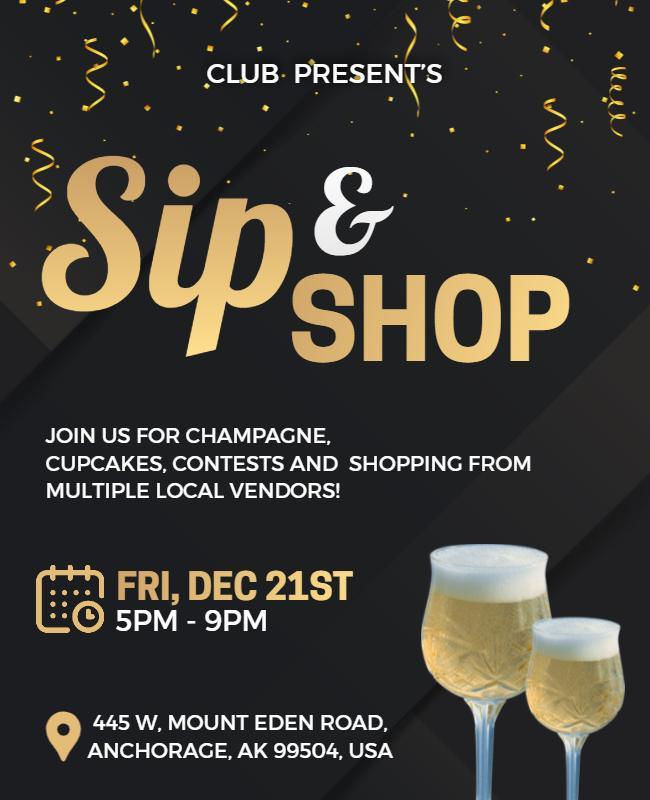 Champagne Sip and Shop Event Flyer Template