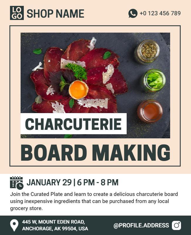 Charcuterie Board Making Workshop Flyer Template