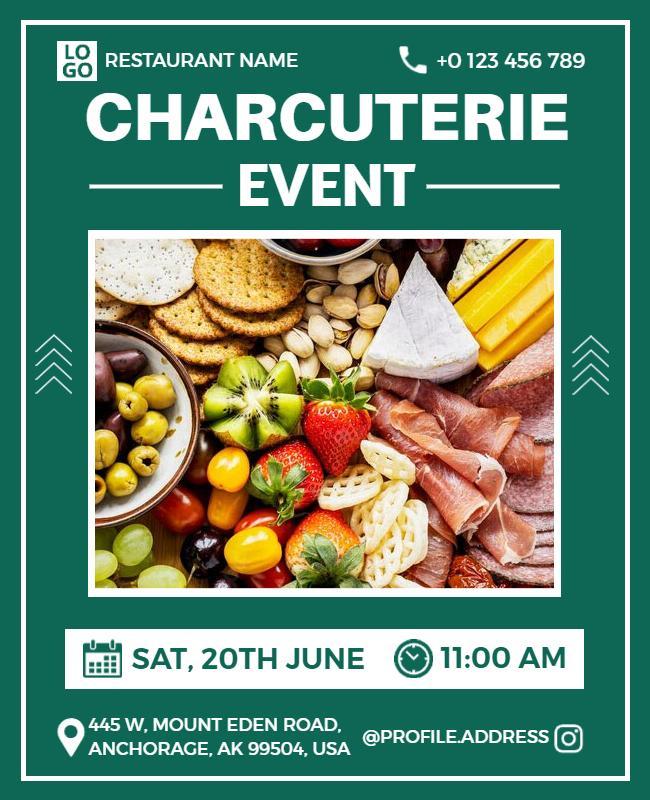 Vibrant Green Charcuterie Event Celebration Flyer Template