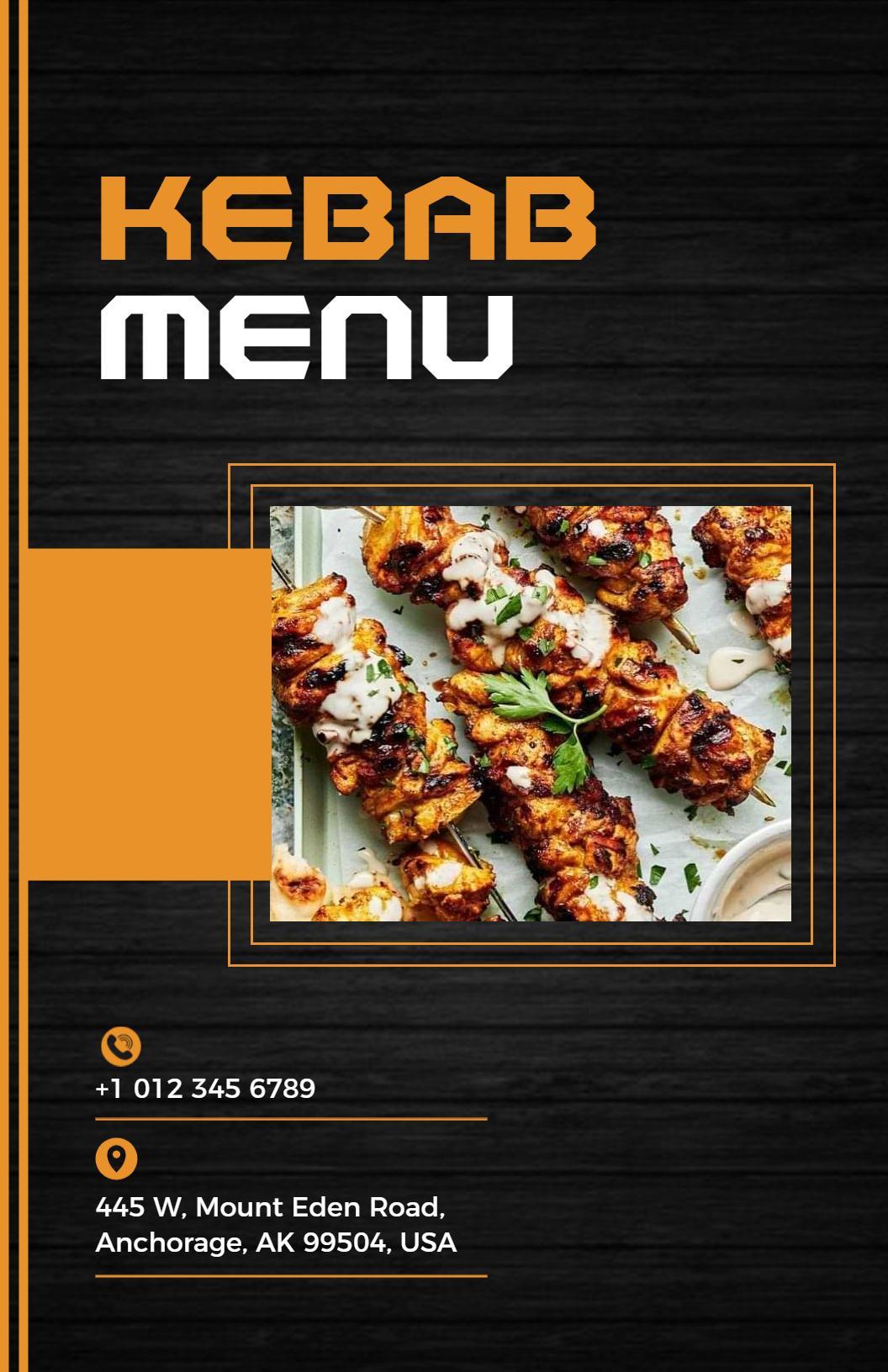 Chargrilled Skewers and Spicy Meats Selection Kebab Menu Template