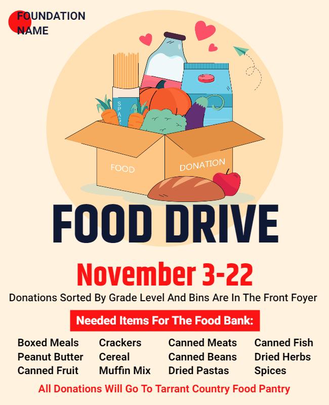 Charitable Food Drive Donation Event Flyer Template