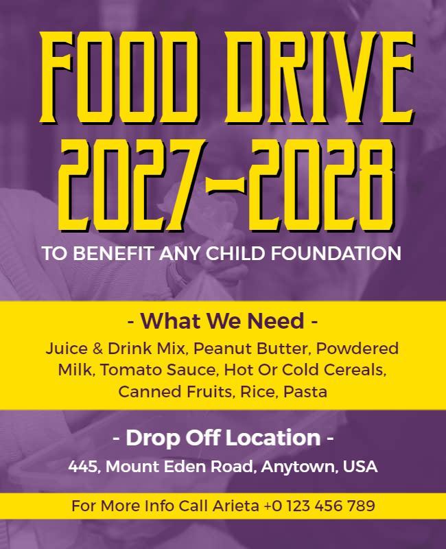 Charitable Food Drive Donation Flyer Template