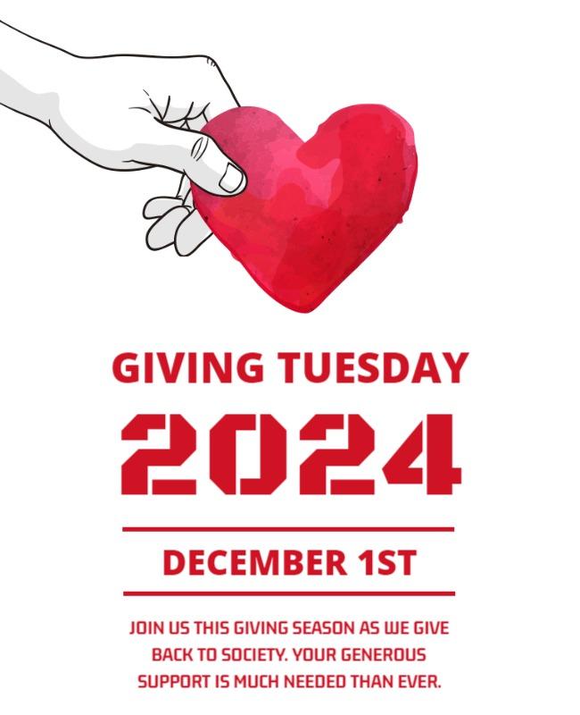 Charitable Giving Heart for Giving Tuesday 2024 Poster Template