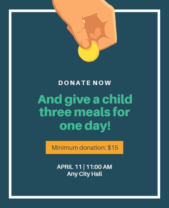 Charitable Green Donation Campaign for Children's Meals Poster Template