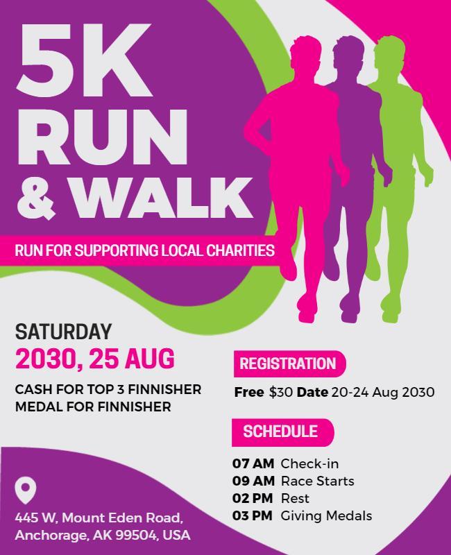 Charity 5k Run and Walk Event Flyer Template