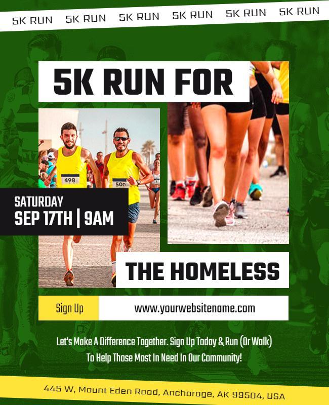 Charity 5k Run for Homeless Support Flyer Template