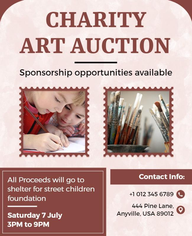 Charity Art Auction Fundraiser Flyer Template