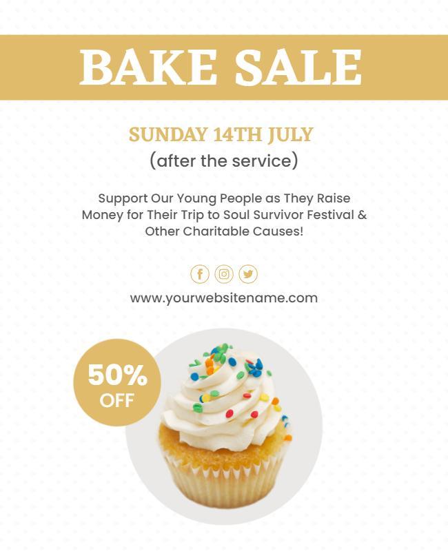 Charming Gold Bake Sale Fundraiser Flyer Template