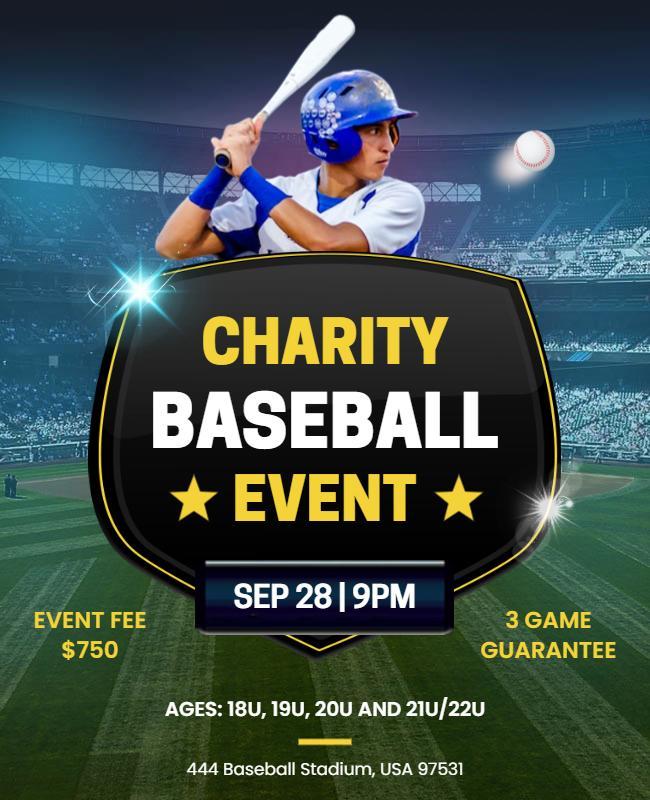 Charity Baseball Event Sports Flyer Template