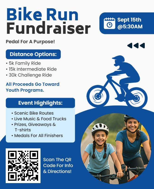 Charity Bike Run Fundraiser Event Flyer Template