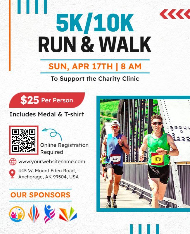 Charity Clinic Support 5k and 10k Run Flyer Template