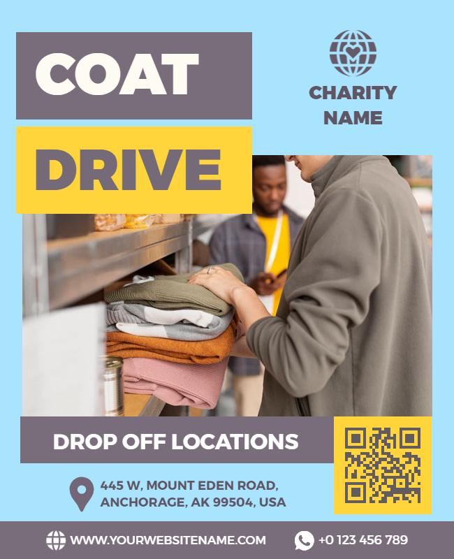 Vibrant Yellow Coat Drive Charity Event Flyer Template