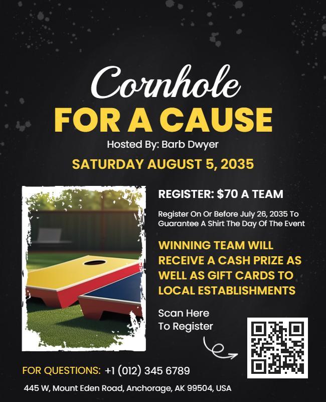 Charity Cornhole Tournament Event Flyer Template