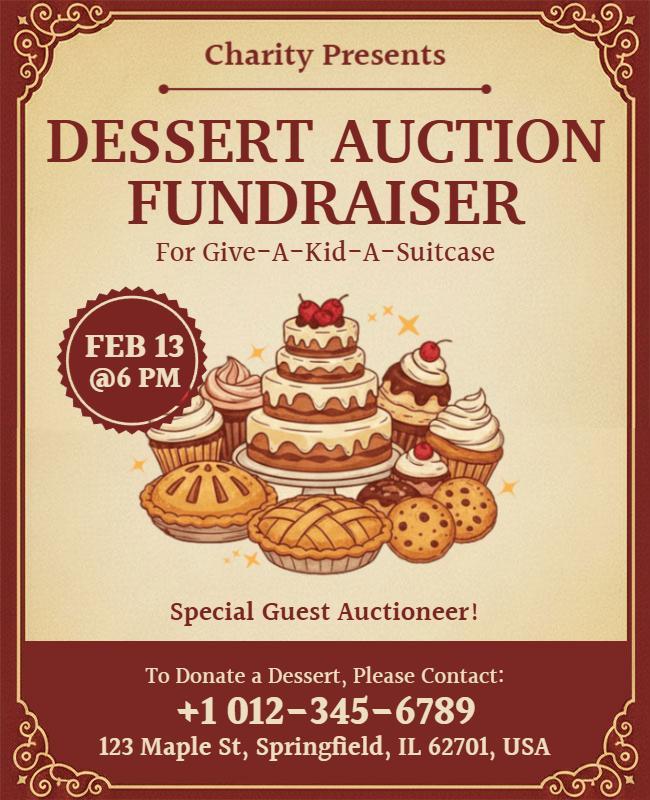 Charity Dessert Auction Fundraiser Flyer Template