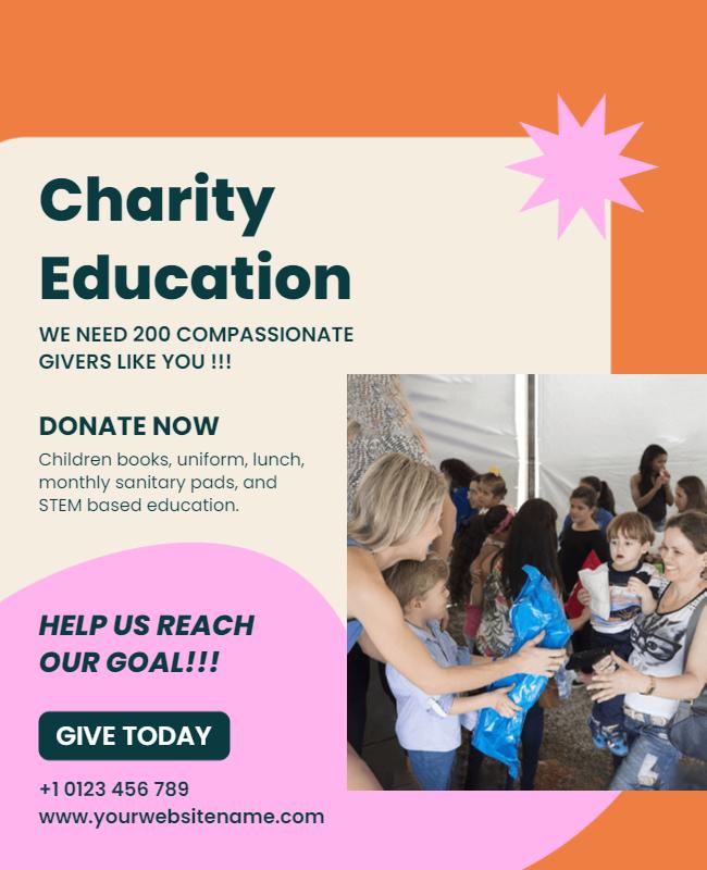 Charity Education Donation Drive Flyer Template