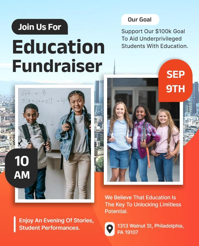 Charity Education Fundraiser Event Flyer Template