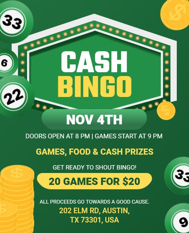 Charity Event Cash Bingo Night Flyer Template