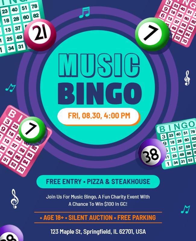 Charity Event Music Bingo Flyer Template