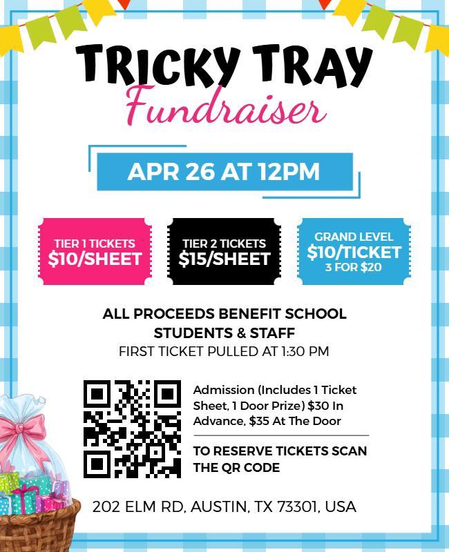 Charity Event Pastel Tricky Tray Fundraiser Flyer Template