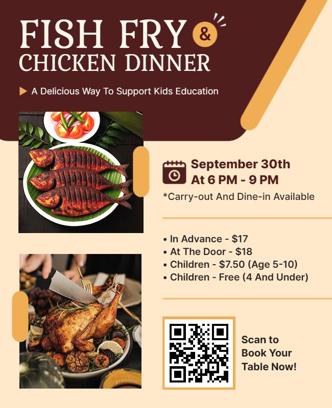Charity Fish Fry and Chicken Dinner Event Flyer Template