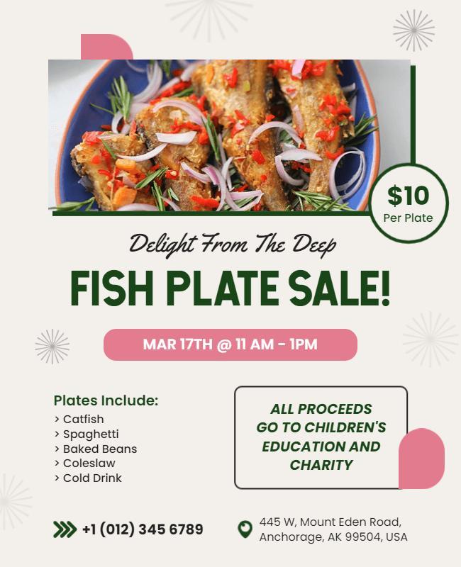 Charity Fish Plate Sale Event Flyer Template