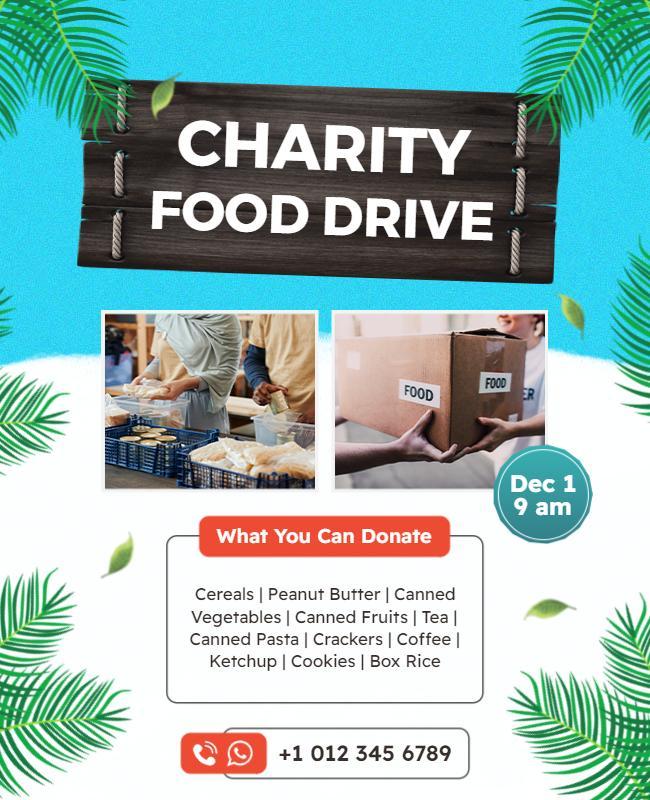 Charity Food Drive Donation Flyer Template