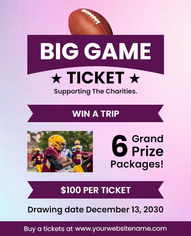 Charity Football Game Ticket Flyer Template