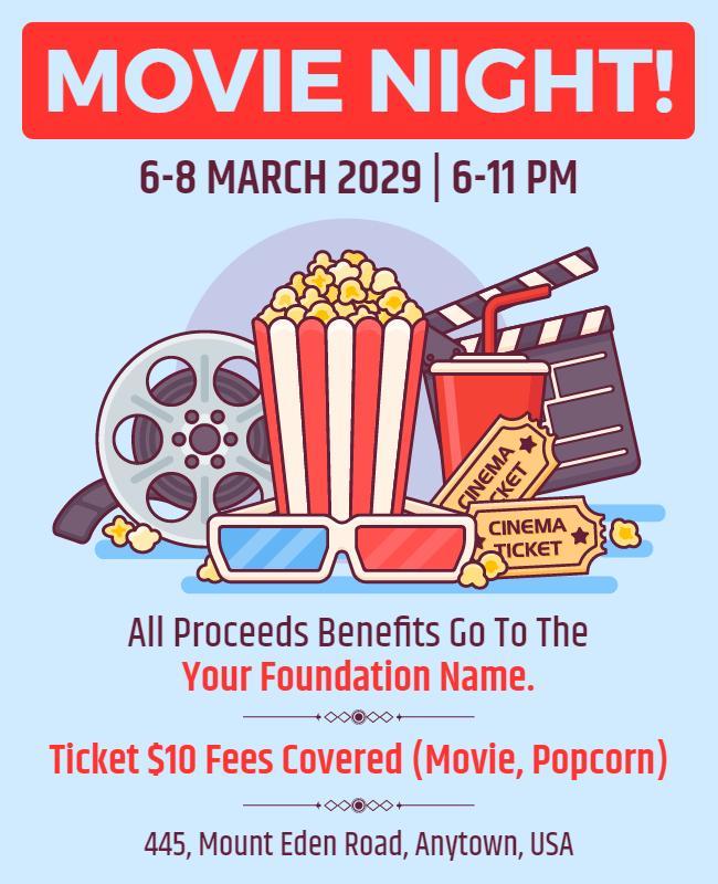 Charity Foundation Movie Night Flyer Template