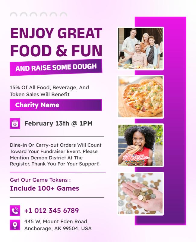 Charity Fundraiser Food and Fun Event Flyer Template