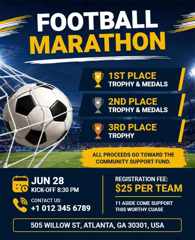 Charity Fundraising Football Marathon Flyer Template