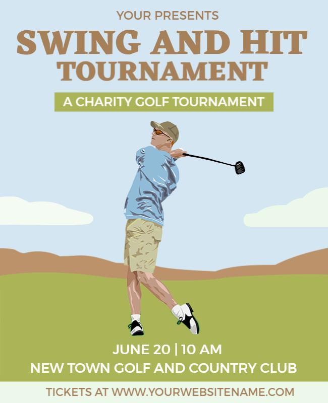 Playful Green Golf Charity Tournament Flyer Template